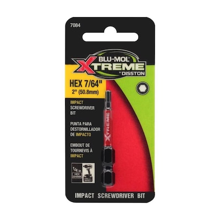 Blu-Mol Xtreme Blu-Mol Xtreme Hex 7/64 in. X 2 in. L Screwdriver Bit S2 Tool Steel 1 pk E0217084